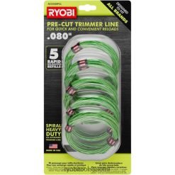 RYOBI .080 valmiiksi leikattu spiraalisiima (5 kpl) 22224250 ulkona