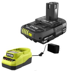RYOBI 18v one+ 2ah litiumakku ja laturin aloitussarja 22224683 akut ja laturit