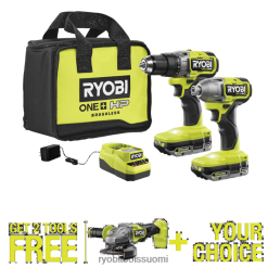 RYOBI 18v one+ hp harjaton 2-työkalun yhdistelmäsarja, jossa ilmainen 18v one+ hp harjaton 4-1/2 kulmahiomakone/leikkaustyökalu ja vapaavalintainen työkalu 2222416 sähkötyökalut