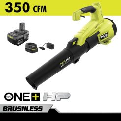 RYOBI 18v one+ hp harjaton 350 cfm suihkupuhallinsarja 22224315 ulkona