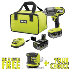 RYOBI 18v one+ hp harjaton 4-moodi 1/2 iskevä momenttiavainsarja, jossa ilmainen 18v one+ satunnainen kiertoratahiomakone ja ilmainen valinnainen työkalu 222245 sähkötyökalut