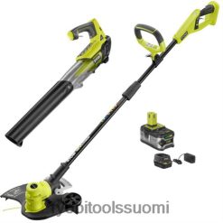 RYOBI 18v one+ string trimmeri/särmäys ja suihkupuhallinsarja 22224300 ulkona