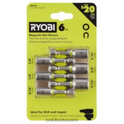 RYOBI 6 kpl iskevä magneettimutterin ohjainsarja 22224830 Lisätarvikkeet