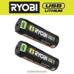 RYOBI usb litium 2ah ladattava litiumakku (2 kpl) 22224709 akut ja laturit